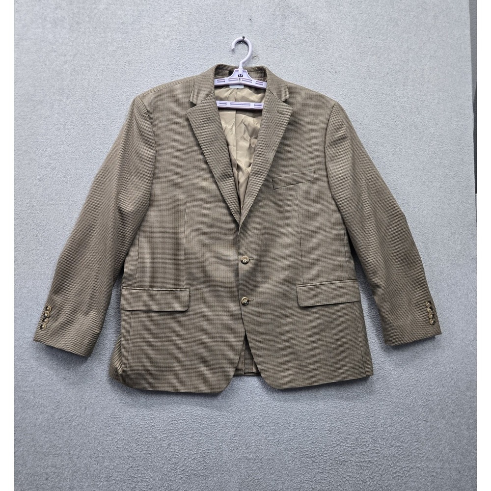 Lauren Ralph Lauren Men Blazer 48R Brown Houndstooth Suit Jacket Business Career